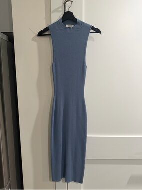 Aritzia Ribbed Sleeveless Midi Dress in Dusty Blue